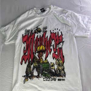 White Graphic Military-Style Crew T-Shirt